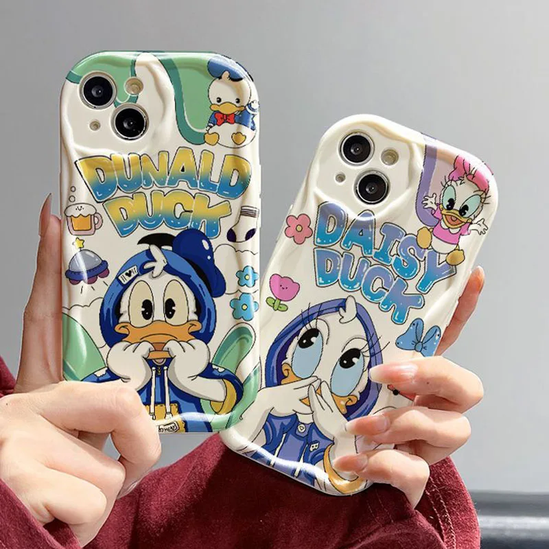 Disney Mickey Donald Duck Wave Phone Case For iPhone 15 14 13 12 11 Pro Max X XR XS 8 7 Plus SE 2020 Soft TPU Protective Cover