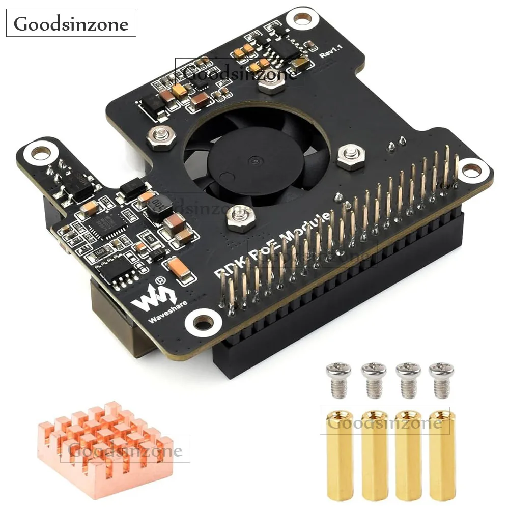

PoE Expansion Board for RDK X5 – 802.3af/at Power Over Ethernet Module with Fan, Heatsink & 5V/12V Output for D-Robotics X5