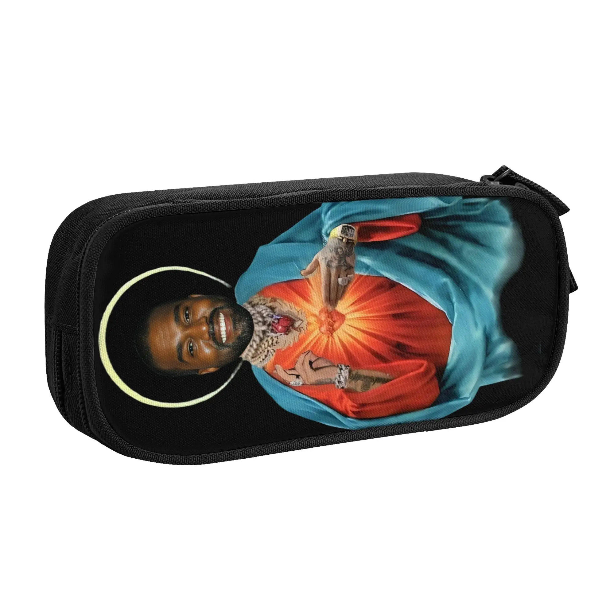 Cute Jesus Rapper Singer Funny Kanye West  Pencil Cases for Girls Boys  Large Storage Pen Box Bag School Supplies