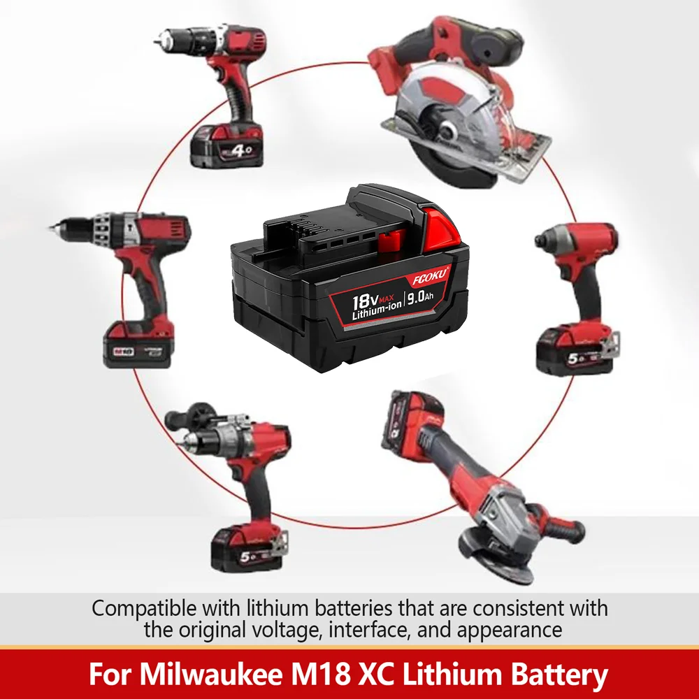 Per Milwaukee M18 batteria XC batteria al litio 48-11-1860 48-11-1850 48-11-1840 48-11-1820 caricabatterie 18V 9.0Ah batteria per utensili elettrici