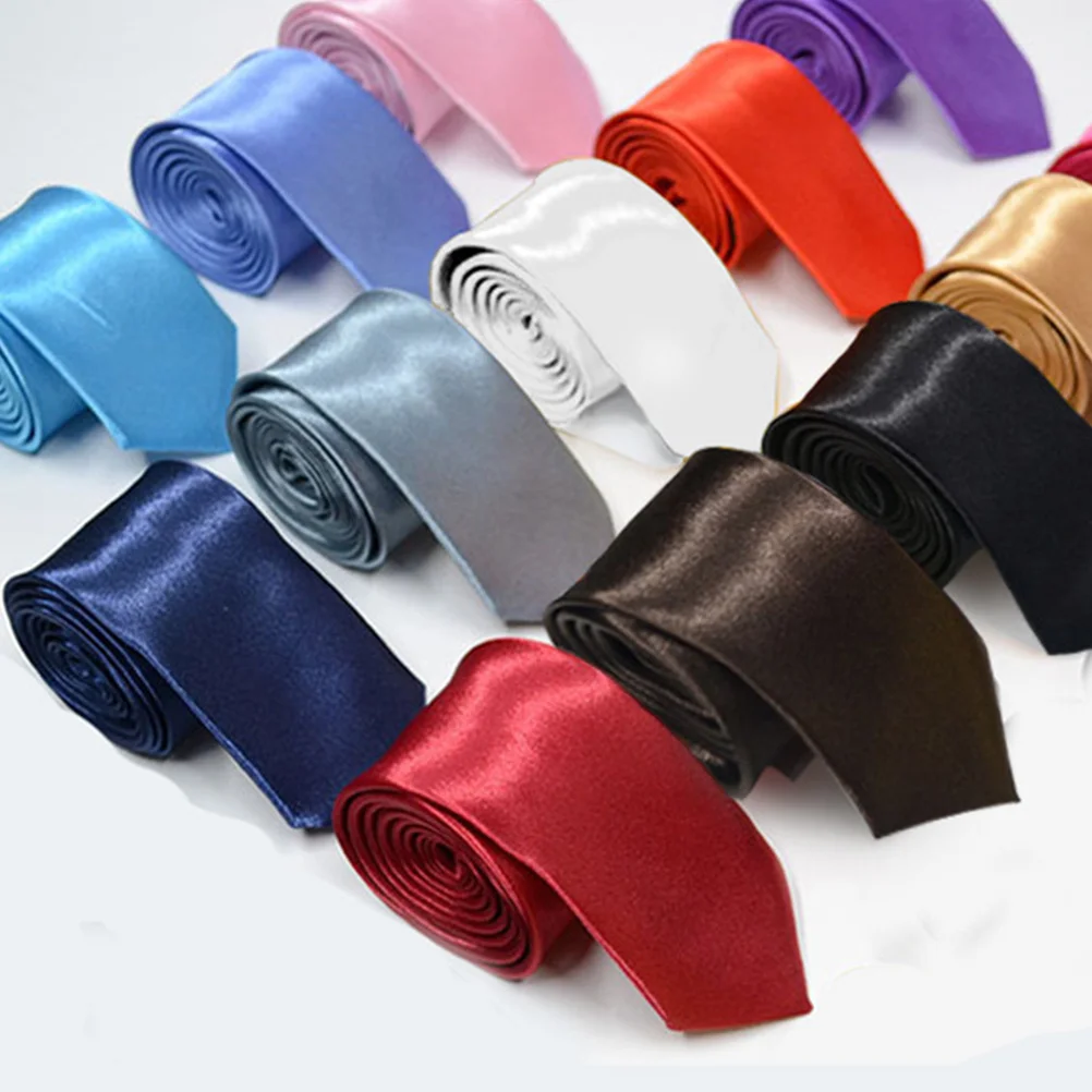 White 5Cm Solid Color Ties For Men Party Costume Clothes Decoration Cosplay Necktie Apparel Accessory Fashion Gift