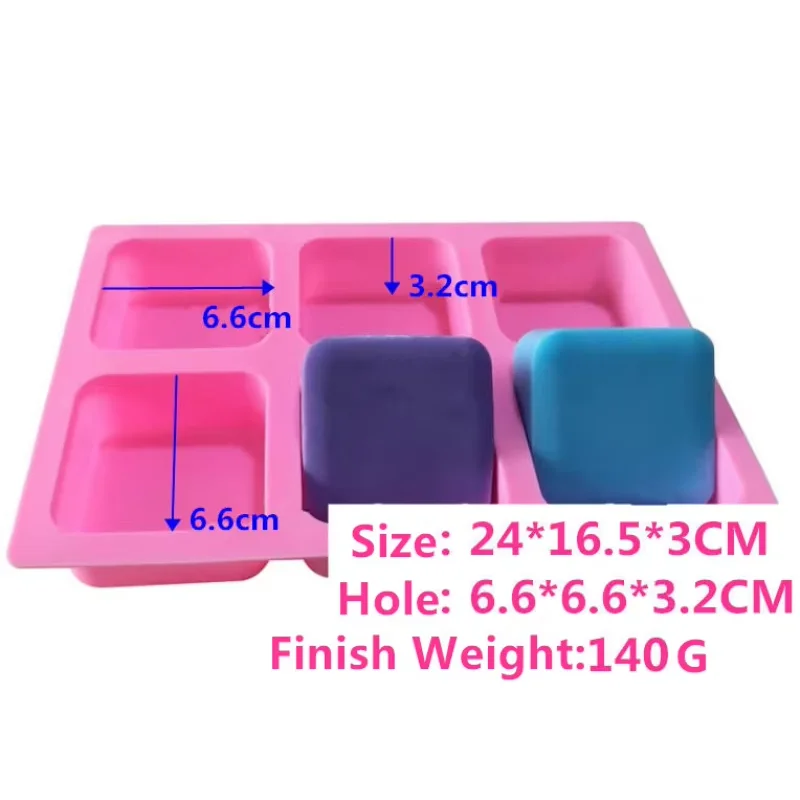 3D Silicone Mold For Soap Making 6-Cavity Square Shape Soap Mould DIY Candle Decorating Tools Cake Baking Molds Silicone Craft