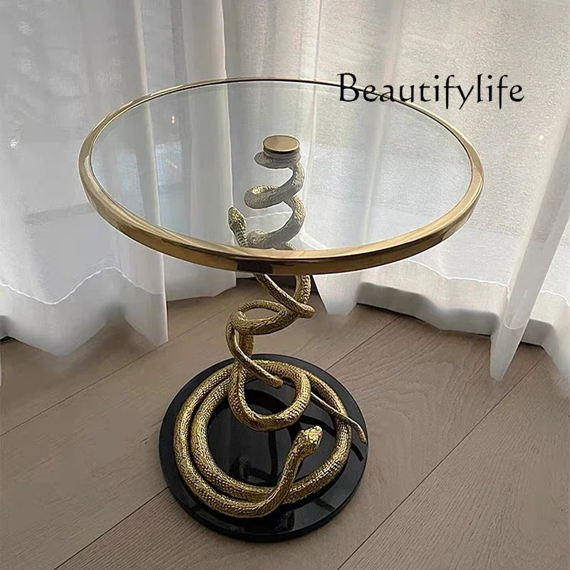 Y Light Luxury Edge Few Creative Serpentine Coffee Table Italian High-end Sense Art Tempered Glass Rounded Corners Few