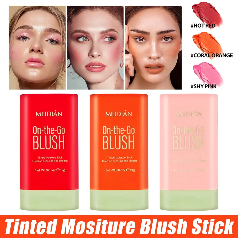 Multifunctionele Blush Stick Waterdicht Langdurig Gemakkelijk te kleuren Delicaat vocht Rouge Blusher Cream Verhelderende huidskleur