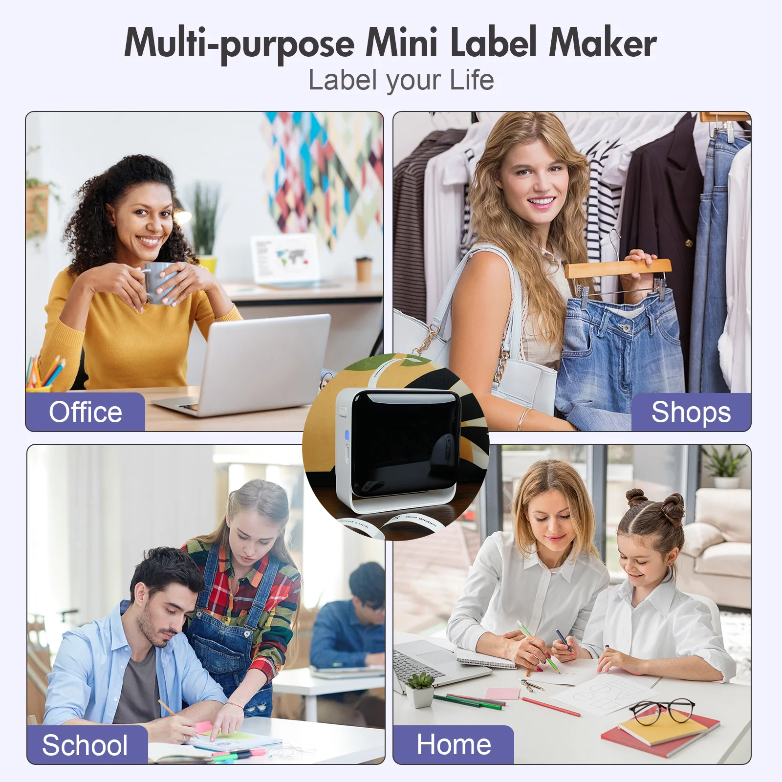 صانع طابعة حرارية صغيرة للملصقات المحمولة سماعة لاسلكية تعمل بالبلوتوث ملصقات الطابعة المحمولة للشركات الصغيرة شعار مكتب المنزل #6