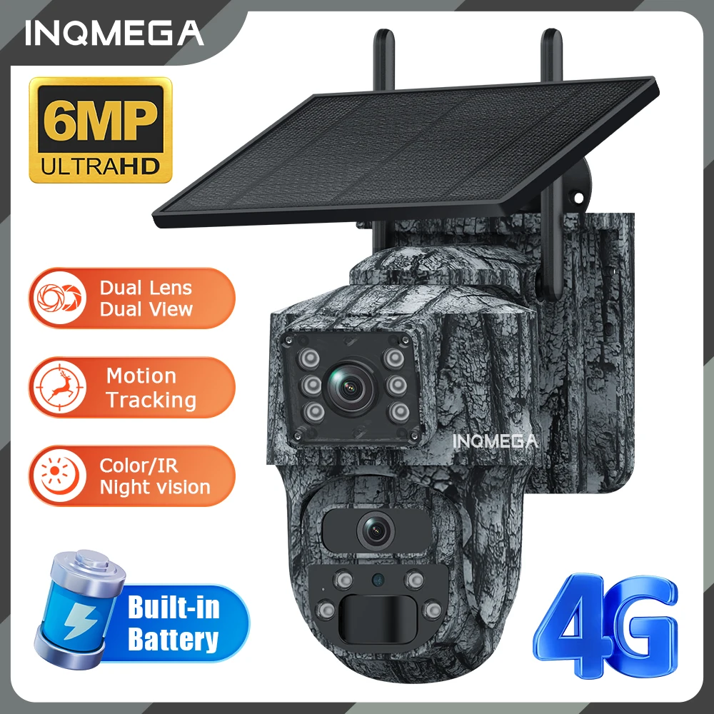 INQMEGA 4G/WIFI 4K كاميرا تعمل بالطاقة الشمسية الغابات عدسة مزدوجة الاستشعار الأصلي في الهواء الطلق الحياة البرية كاميرا تعقب فخ كشف الحيوانات #1