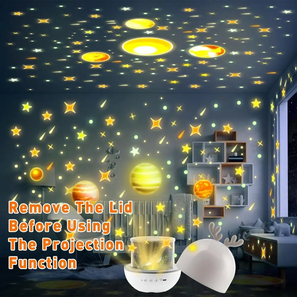 Rabbit Table Lamp Dreamy Spin Starry Sky Projector Light Christmas Lamps for Children\'s Room Decoration USB Led Night Light Gift