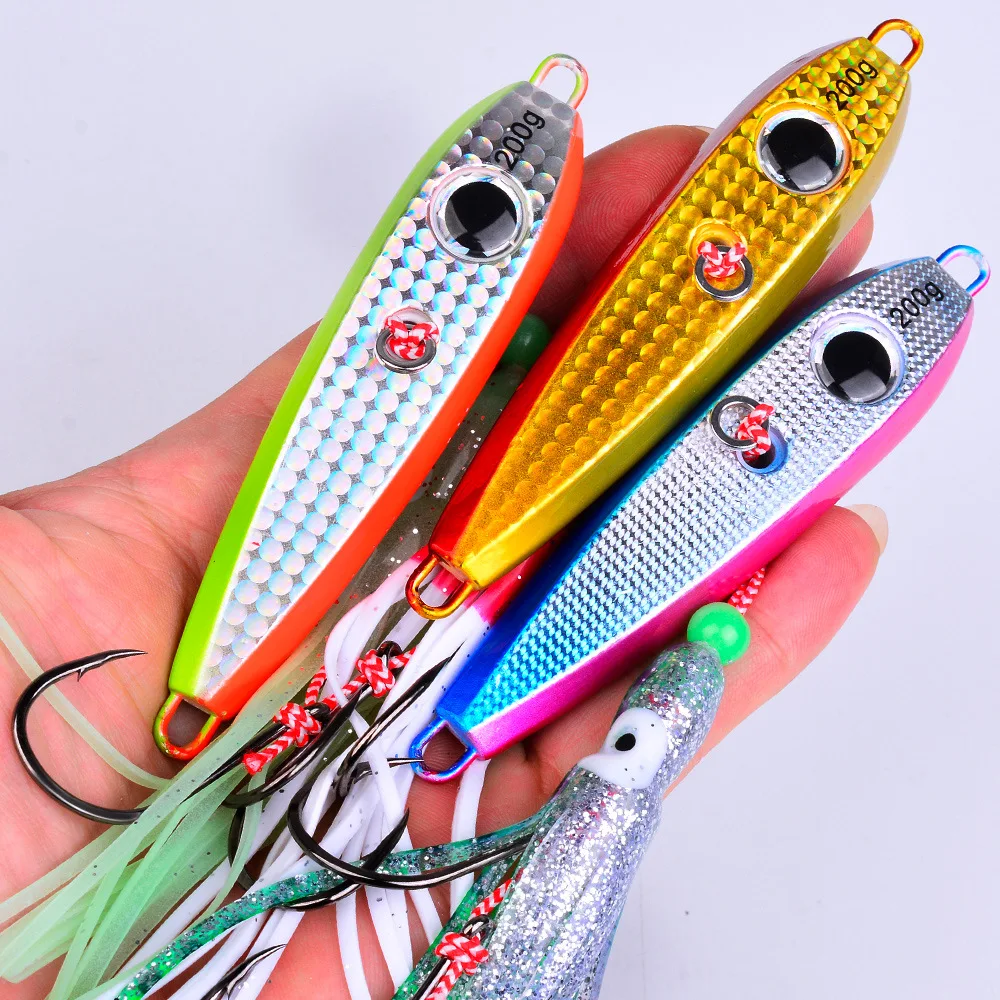 PRO BEROS 60-200g Meeresfischerei-Köder Jigging Metall Slow Pitch Leuchtender Fisch-Tintenfisch-Köder zum Angeln auf Marlin, Schnapper, Grouper – Detail 6
