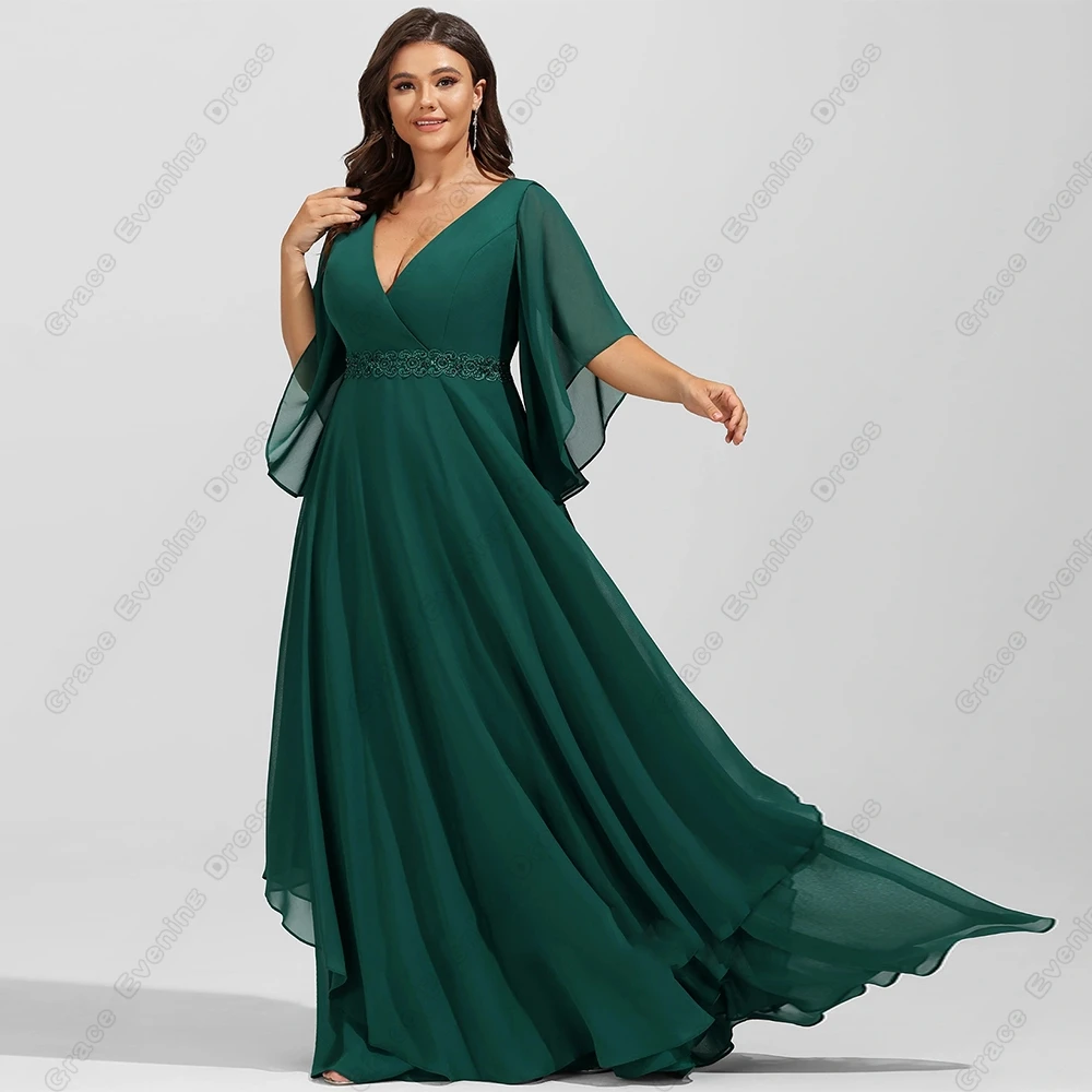 Modern Green Mother of Bride Dresses fir Women Plus Size Wedding Party Dresses with Chiffon 2024 Summer Beading Robe De Soirée