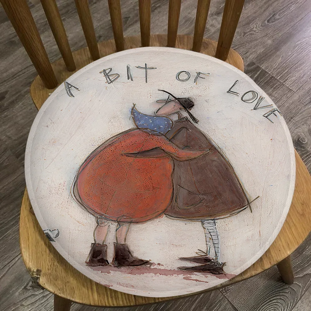 Sam Toft Art Abstract Landscape Love Dogs Pet Tie Rope Chair Mat Soft Seat Cushion Home Office Indoor Outdoor Garden Seat Mat