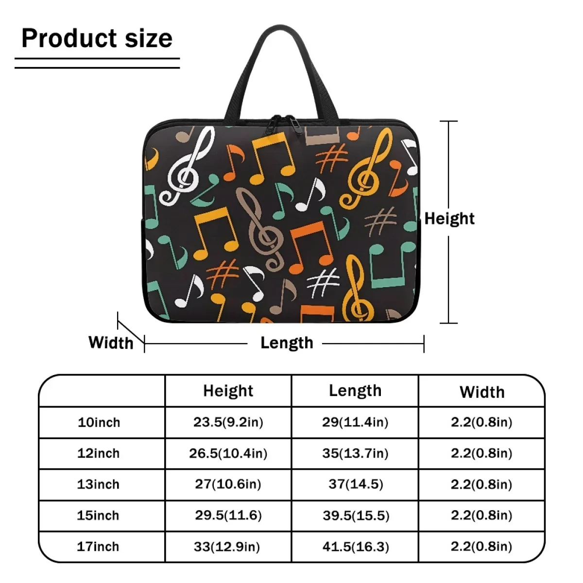 Notebook PC Cover Musical Note Pattern Design Tablet Bag Casual Portable Shoulder Handbag Briefcase Bag For 10 12 13 15 17 inch