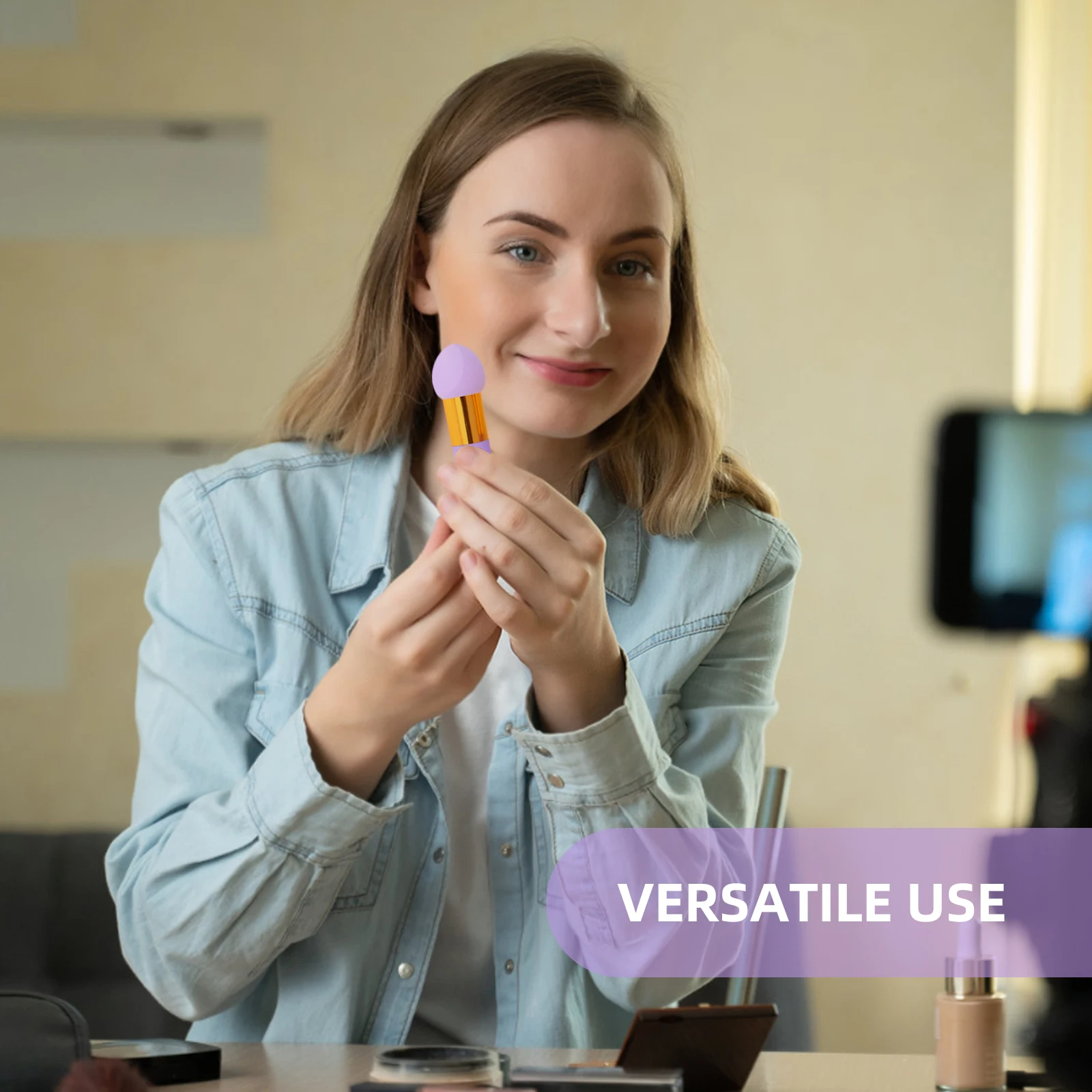 3 Stück abgewinkelter Make-up-Schwammgriff, Puff Foundation, Pudermischung, wiederverwendbar, tragbar, Beauty-Tool für Touch-Ups unterwegs