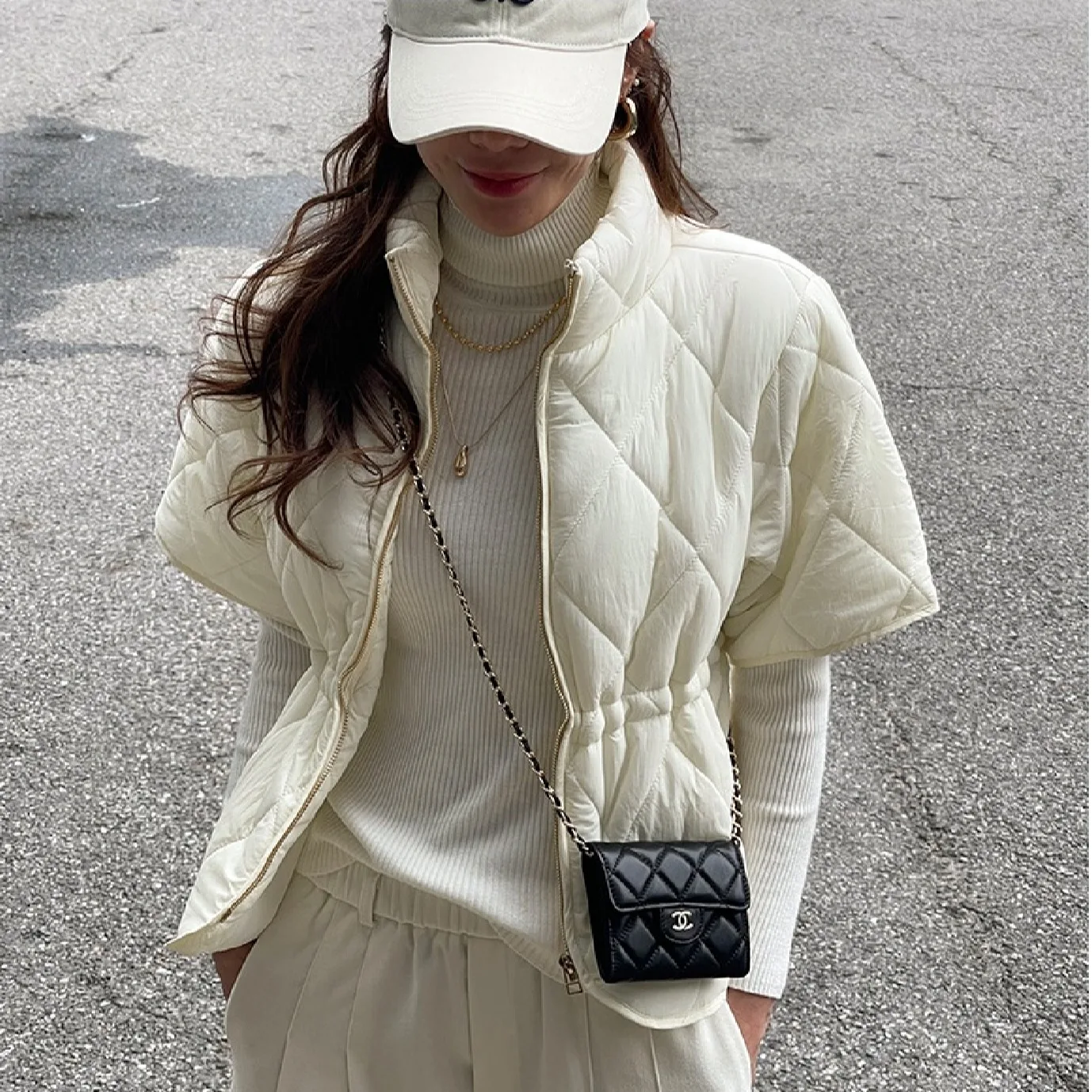 Korean Style Cotton Vest Jacket Quilted Diamond Pattern Women's Fashionable Outerwear Winter Season Ladies Premium Cotton Coat