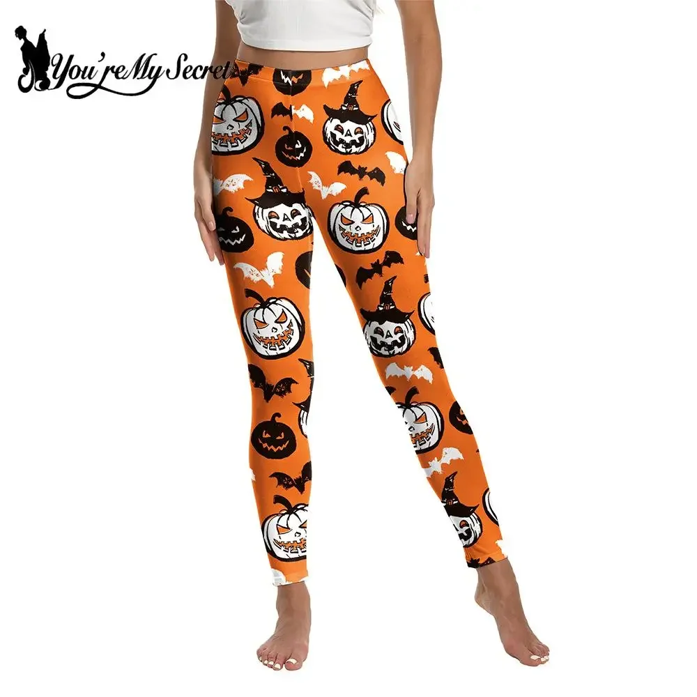 [You're My Secret] New Female Pants Halloween Women's Pumpkin Print High Waist Outdoor Sports Casual Gothic Leggings Trousers