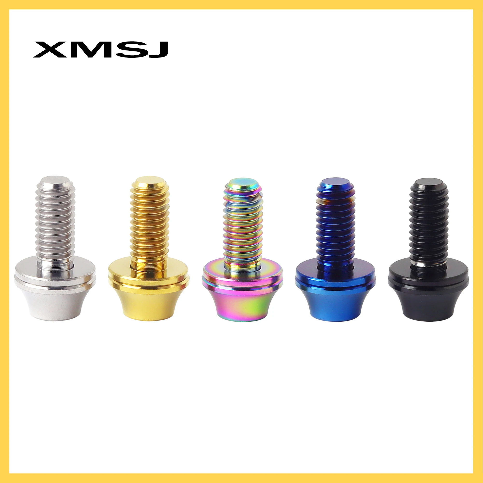 XMSJ Titanium M5x12mm Bicycle Bottle Cage Bolts Bike Holder Screw Water Fixed Screw Air Pump  Bracket TC4 Kettle Stand Fixing