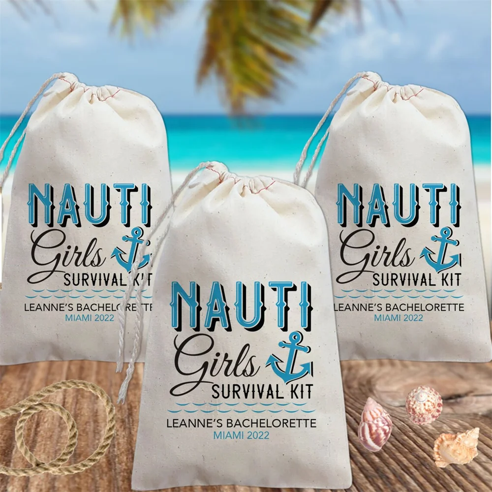 

25PCS Nautical Party Favors, Nauti Girls Hangover Kit Bags, Custom Bachelorette Bag, Nauti Crew, Nauti Bachelorette, Boat Bach B