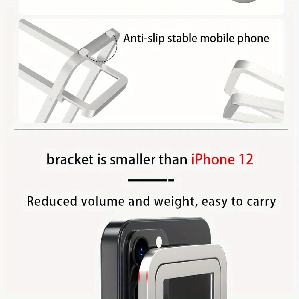 Aluminum Alloy Phone Stand Ultra-Thin Lightweight Portable Foldable Desktop Bedside Table Holder Adjustable Angle for iPhone 17