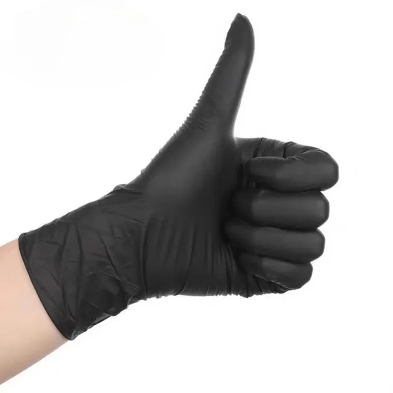 20/50/100PCS Black Nitrile Gloves Thickened Disposable Cleaning Nitrile Gloves Hair Care Dishwashing Tattooing Cooking Tools