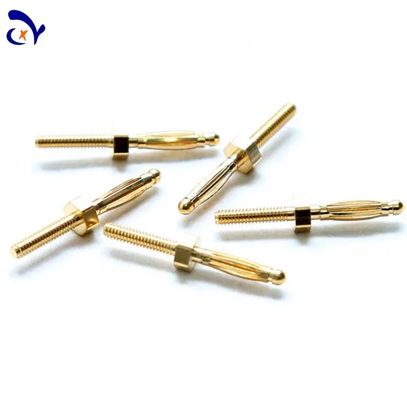 10PCS Amass 28.360 2mm metal plug, all copper plated with 24k real gold, tail thread M2*6.5
