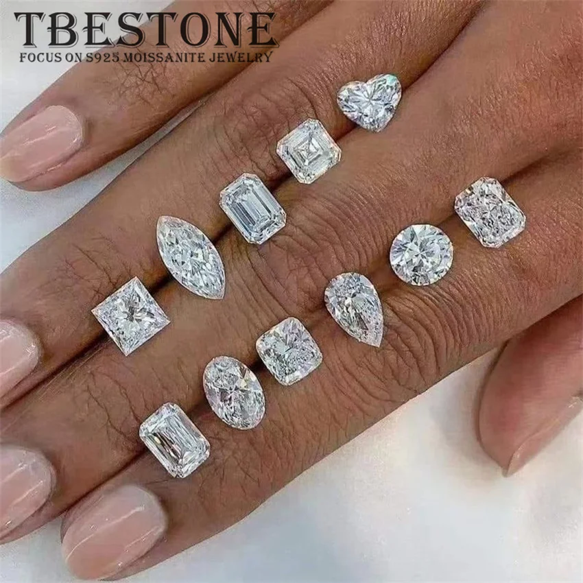 Tbestone GRA moissanita suelta D Color VVS1 corazón princesa ovalado radiante Esmeralda cojín pera corte piedras laboratorio cultivado diamante