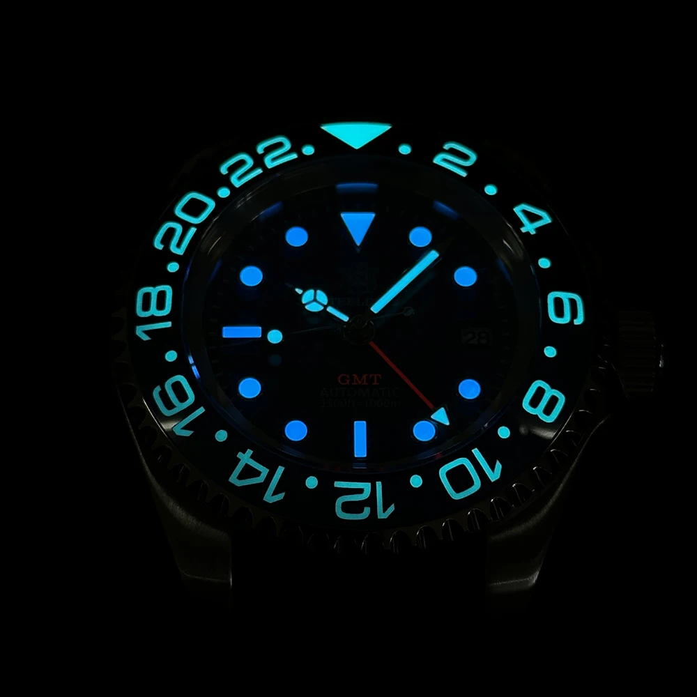 STEELDIVE SD1964GMT NH34 Watch 2025 White Dial 4 Hands Ceramic Bezel Insert Luminous Sappire Glass Automatic Mens Dive Watches