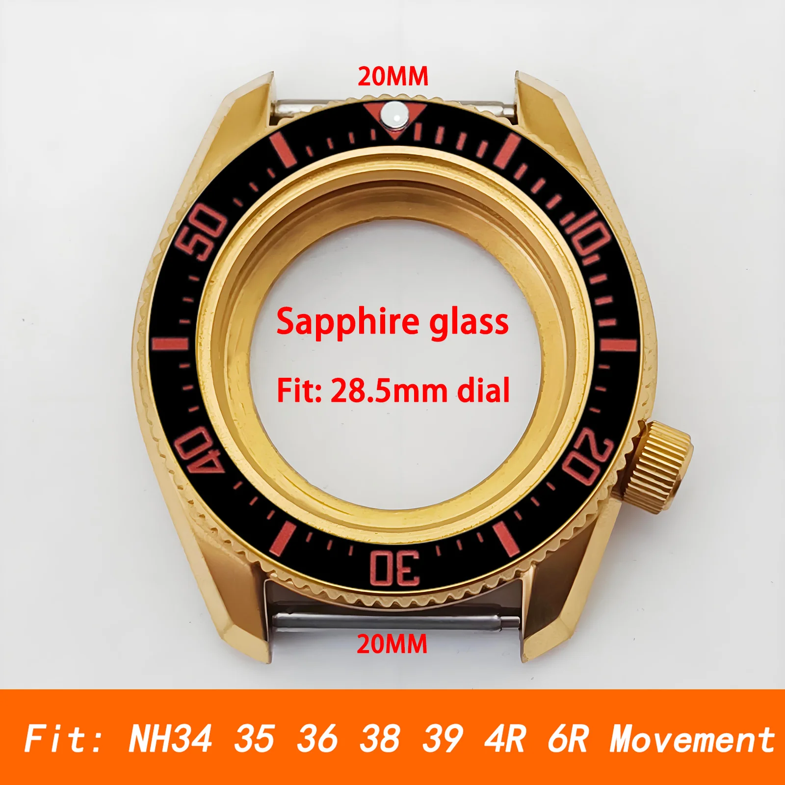 

Mod Gold SPB185187 Case NH35 Case Ceramic Insert Crown 3.8 Sapphire Crystal Glass Stainless Steel Watch Case
