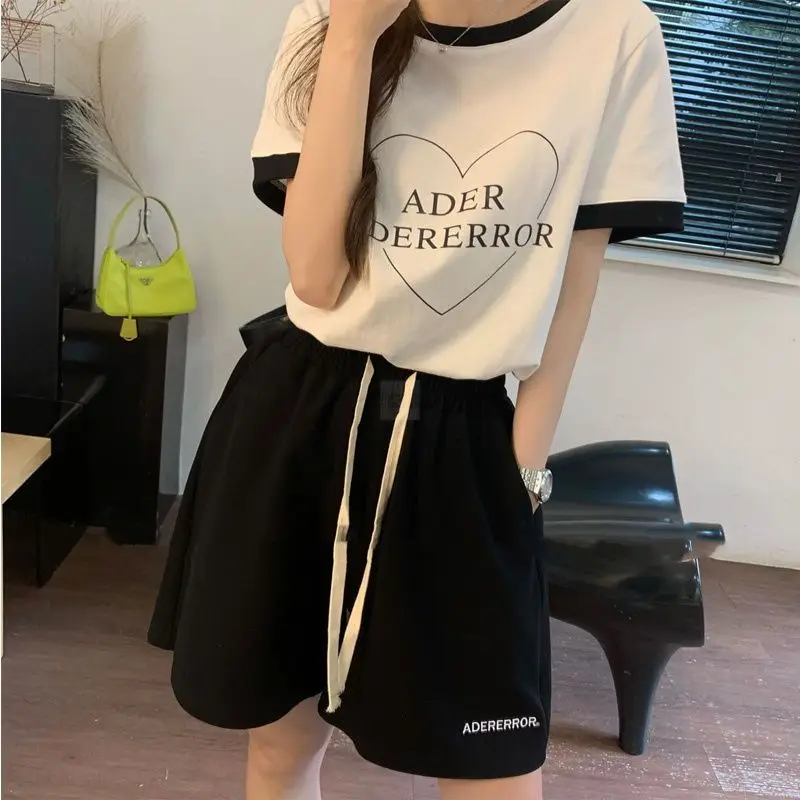 100% Cotton Shorts Ins Sports Shorts Women\'s Summer and Korean Version Loose and Versatile Straight Wide-footed Casual Pants