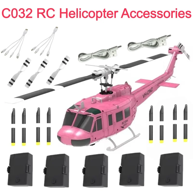 C032 6G Bürstenloser Ferngesteuerter Hubschrauber RC-Helikopter Ersatzteile 7,4V 350mAh Akku Haupt- und Heckpropeller USB-Zubehör