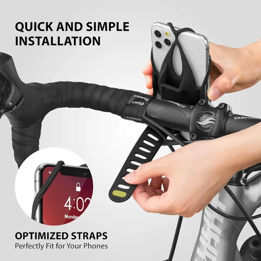 Universal Cycling Phone Holder with ScratchFree Silicone and AntiSlip Design for Handlebar Durable Bike Tie Mount Compatible wi
