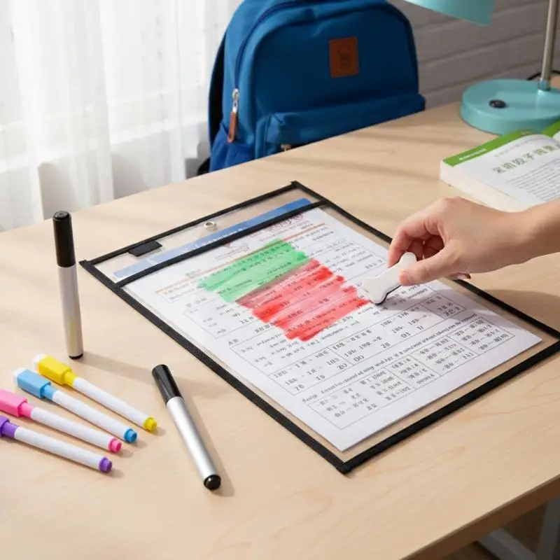Sac de rangement pour documents, réutilisable, imperméable, transparent, couleur aléatoire, dossier de fichiers, tableau de dessin pour enfants, pour l'école et le bureau
