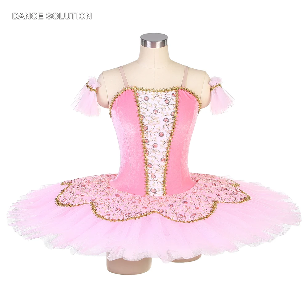 

Child and Adult Suspender Ballet Tutu Costume Pink Velvet Bodice with Sequin for Ballerina Stage Performance Dance Wears BLL030