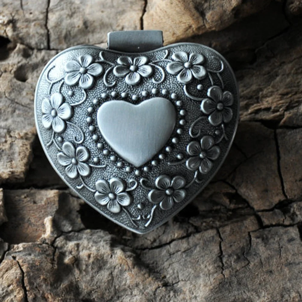

Heart Shape Metal Jewelry Box Zinc Alloy Flower Carved Vintage Jewelry Storage Box for Ring Makeup Trinket Organizer
