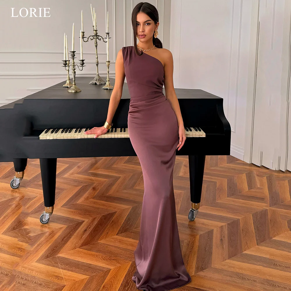 

LORIE Sexy Satin Party Dresses Sleeveless One-Shoulder Evening Prom Dress Mermaid Maxi Bodycon Prom Gown Customized