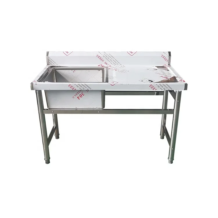 stainless steel work table with sink kitchen washing sink with one bowl and drainboard