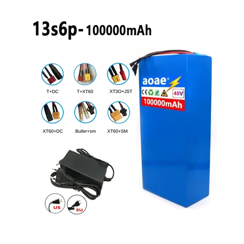 48V Electric Scooter Battery 13S6P 20Ah 18650 Grade-A Cells 2000W Built-in BMS XT60 JST High Capacity Long Range Safe & Durable