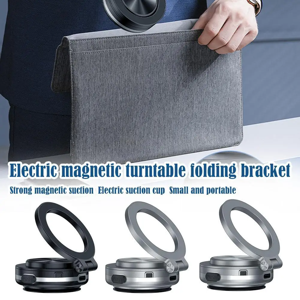 1PC Car Magnetic Vacuum Adsorption Bracket Car Portable 360 ​​Degree Magnetic Aluminum Alloy Mobile Phone Holder