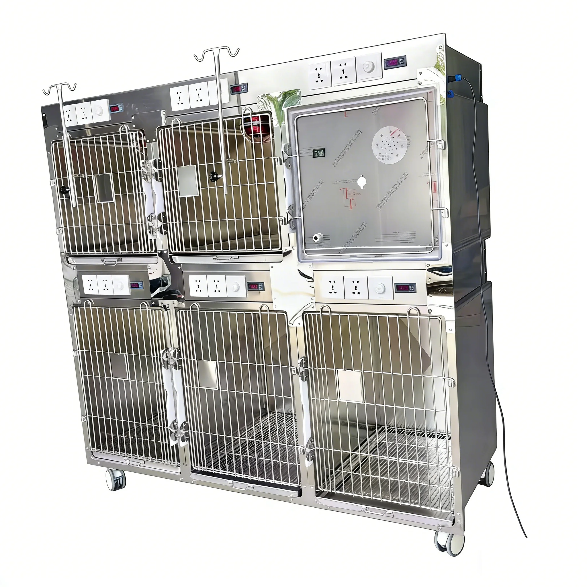 Veterinary Stainless Steel Oxygen Chamber ICU Cage With Digital Display For Pet Critical Care And Emergency Treatment