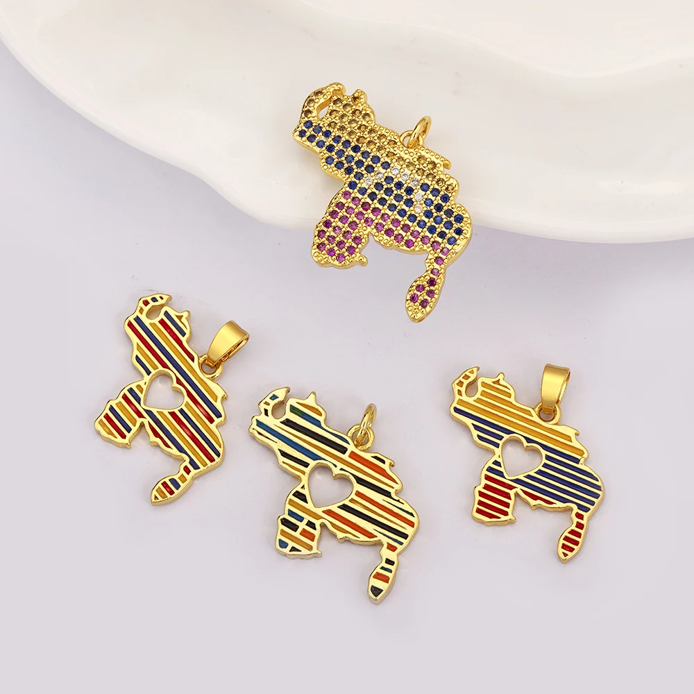 Venezuela Map Cubic Zirconia Charm Pendant DIY Necklace 4 Styles For Women Copper Neck Jewelry Making Findings Accessories Gift