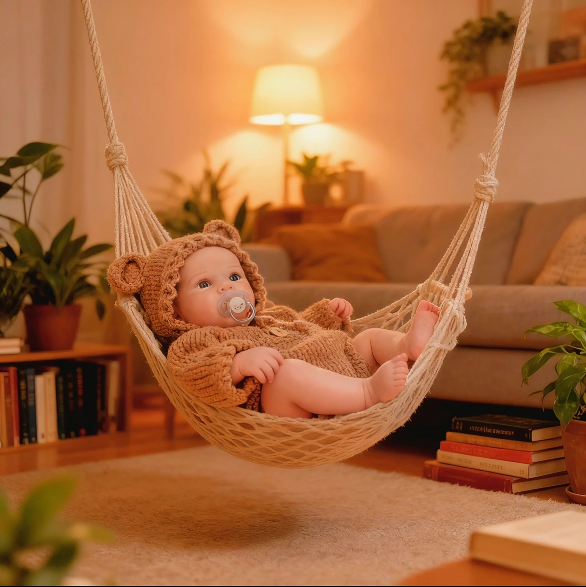 

18 Inch Reborn Baby Doll in Exquisite Knitted Romper, Realistic Soft Body Vinyl Doll, Lifelike & Cuddly Gift for Christmas