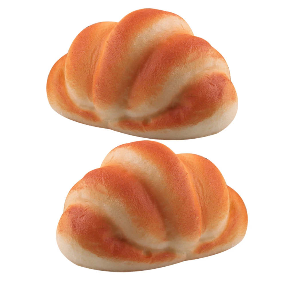 

2pcs Croissant Model Medium Size Slow Rebound PU Material Bread Prop Not Easy Deform Suitable Home Decor Photography