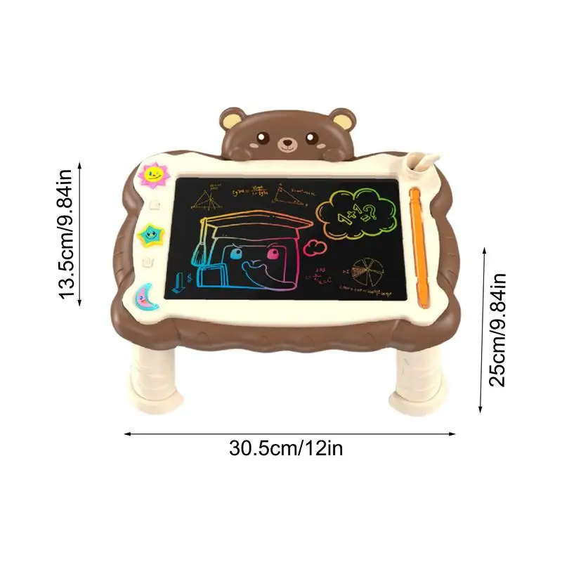 Lcd Writing Tablet Educational Kids Drawing Pad with Stand Reusable Learning Tool Art Supplies for Home School Travel