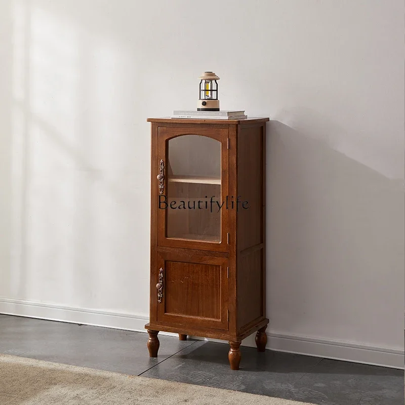 

4European style modern simple storage locker dining room TV living room glass wine cabinet against the wall