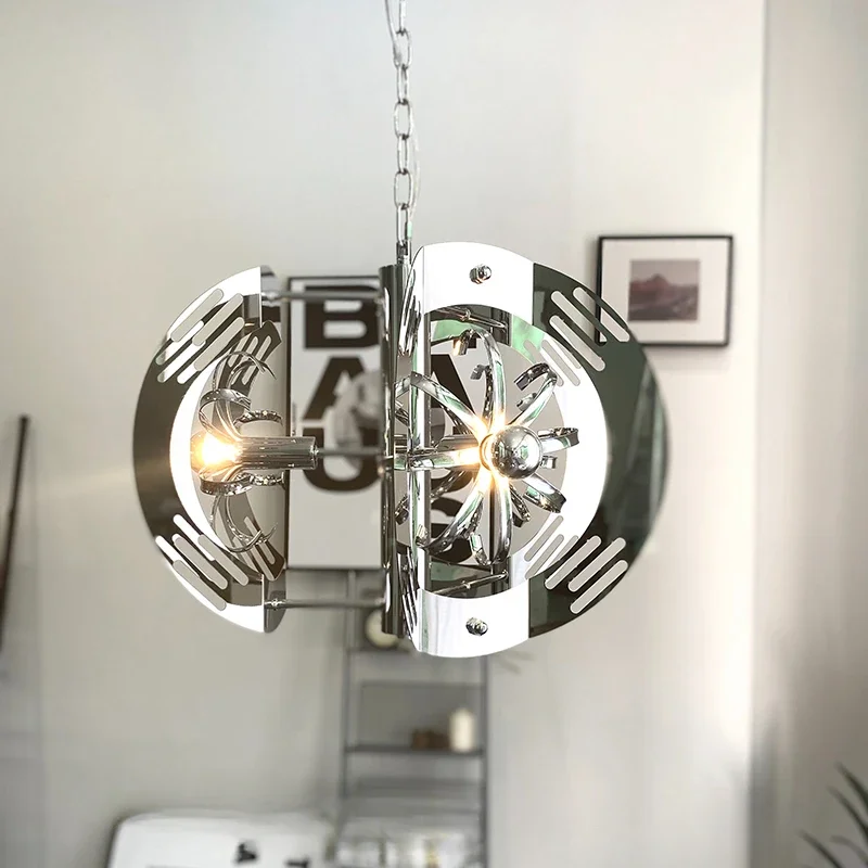 Stainless Steel Flowers, Medieval 60s Space Age Chandeliers Living Room Simple Modern Bedroom Dining Light