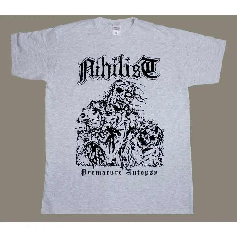 NIHILIST PREMATURE AUTOPSY ENTOMBED UNLEASHED MORBID DEATH GRAY T-SHIRT
