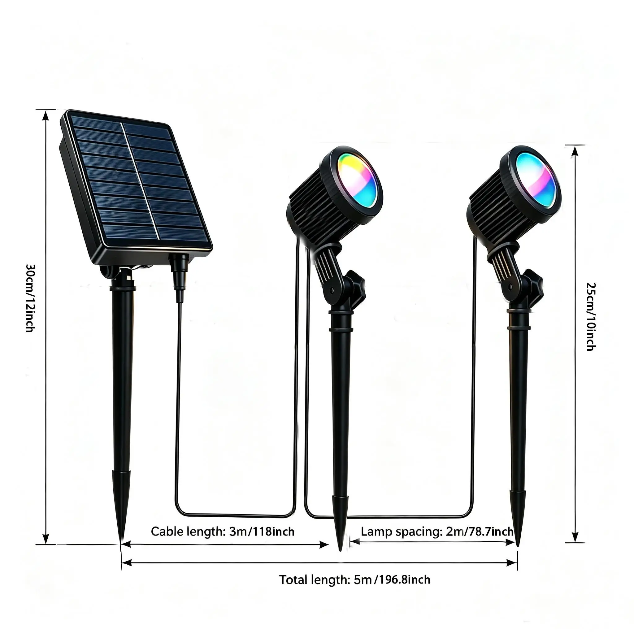 Solar RGB Outdoor Spotlight, APP Control Waterproof Color-Changing LED, Ideal for Garden Pathways, Halloween Christmas Decor, Two-In-One