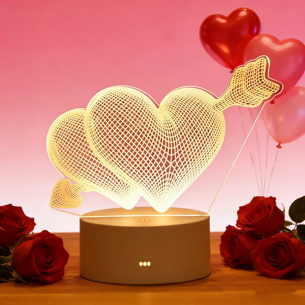 

Настольный декор для спальни: неоновая ночная лампа с питанием от USB, 3D акриловый светодиодный ночник, подарки на день рождения, день святого Валентина, украшения для стола