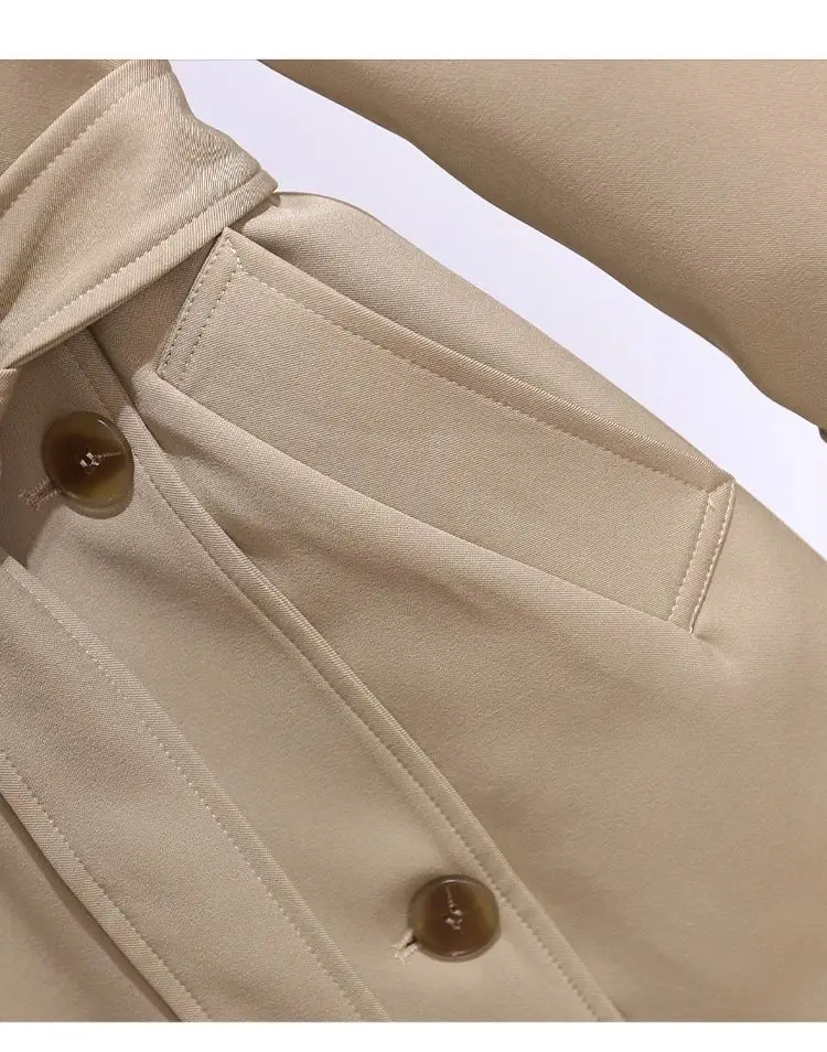 Women's Windbreaker 2026 Spring Autumn New Slim Double-breasted Temperament Coat With Belt Female Mid Length Casual Trench Coat