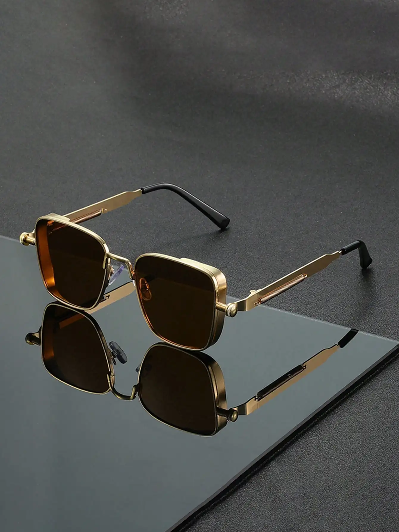 1 pair of retro light luxury men's and women's octagonal square frame amber lenses Fashion Glasses fashion glasses
