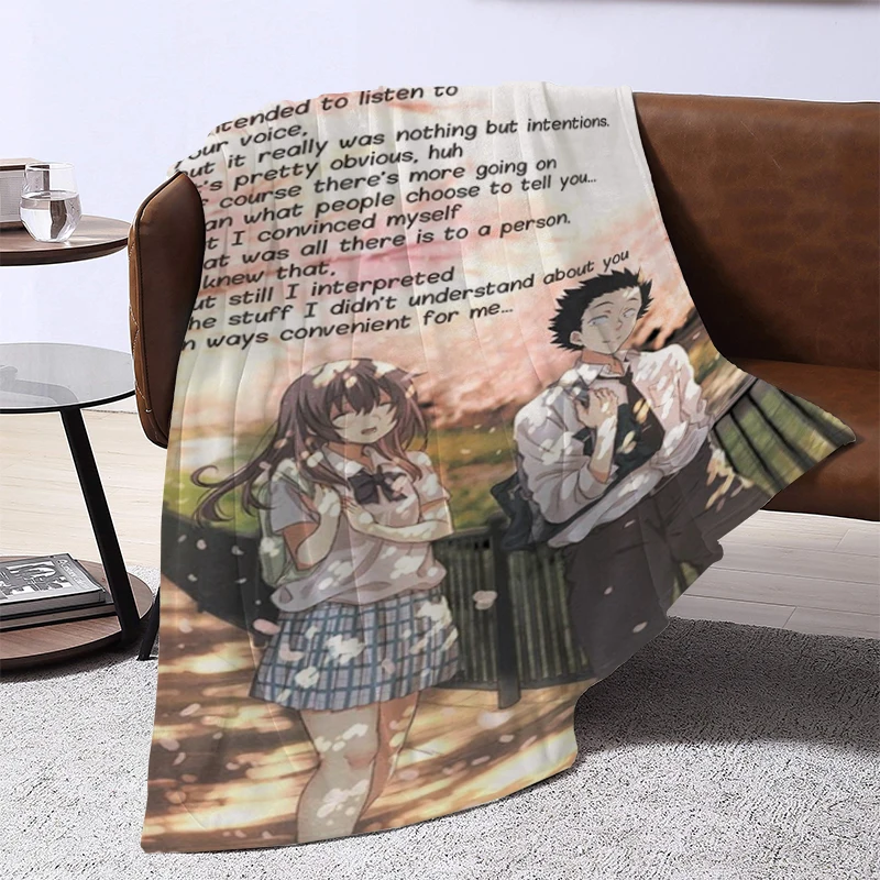 A Silent Voice Microfiber Bedding Knee Blanket Sofa Blankets for Winter Warm Fleece Fluffy Soft Decorative Thick Custom Cute