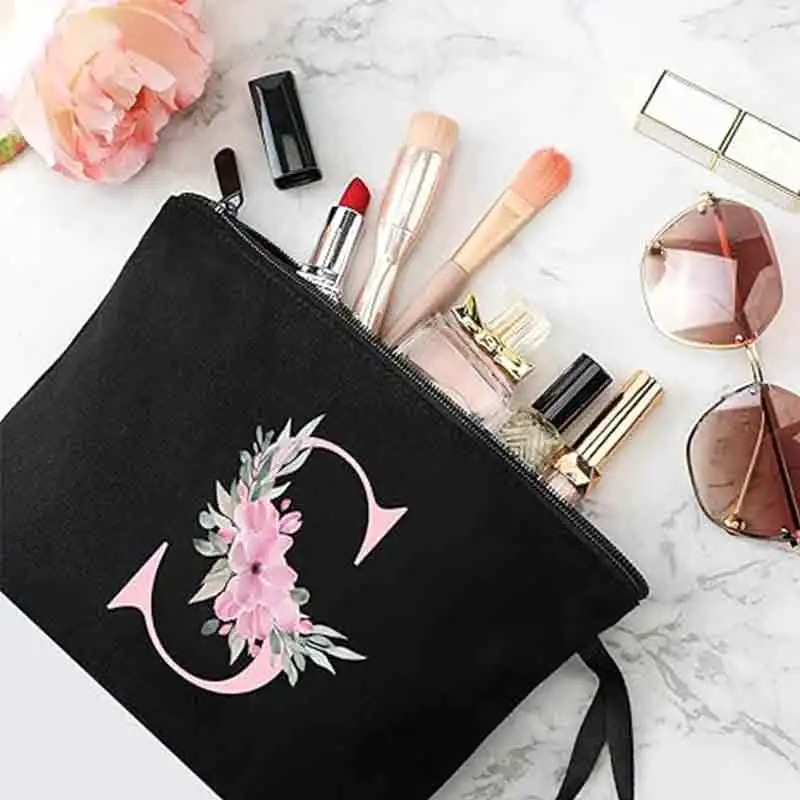 Bolsa de maquillaje personalizada LW08 A-Z, regalos de cumpleaños para mujeres, mamá, regalos para la mejor amiga, bolsa de cosméticos para novia y dama de honor